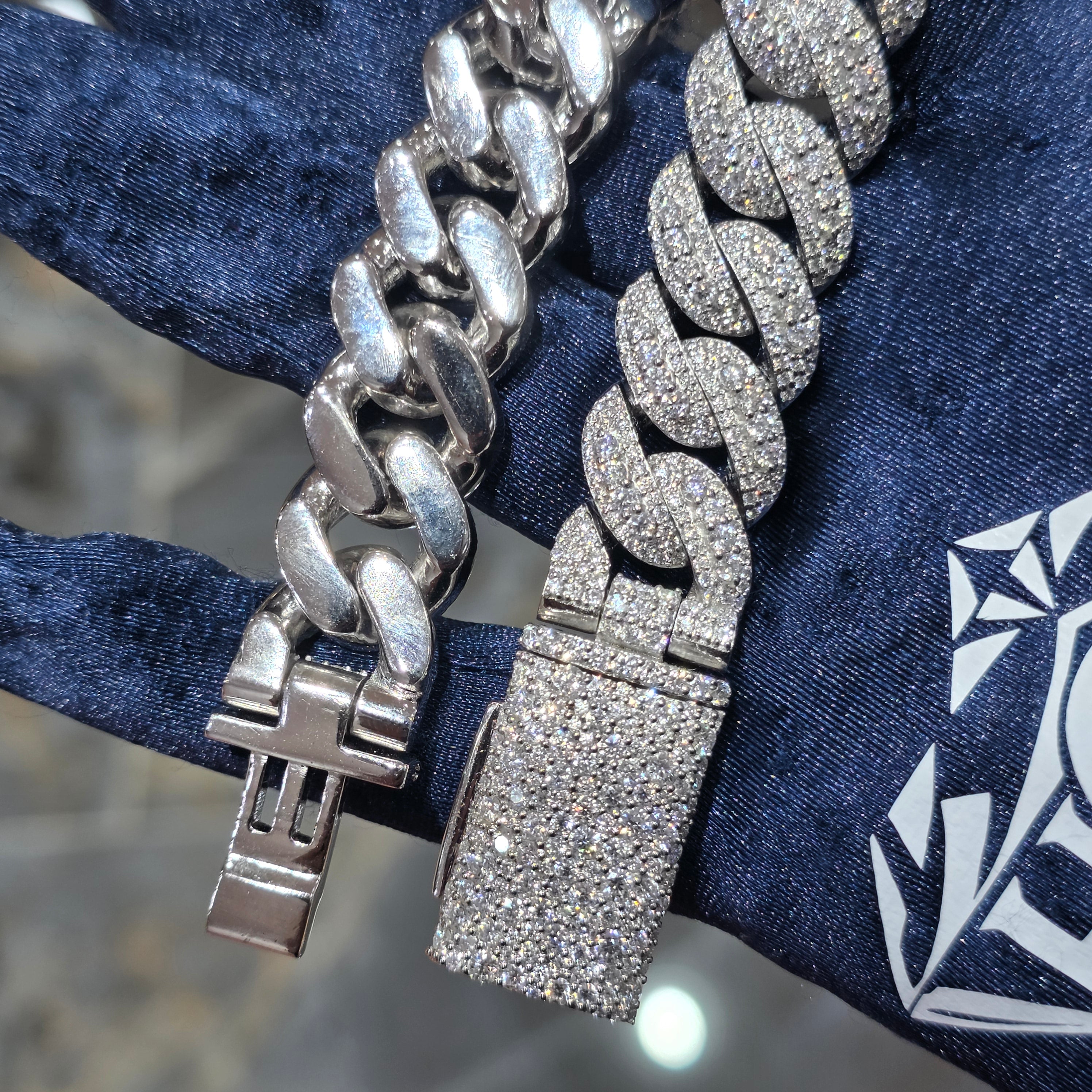 Moissanite Bussdown Cuban Bracelet – 925 Sterling Silver | Silver, Gold & Rose Gold | 14mm