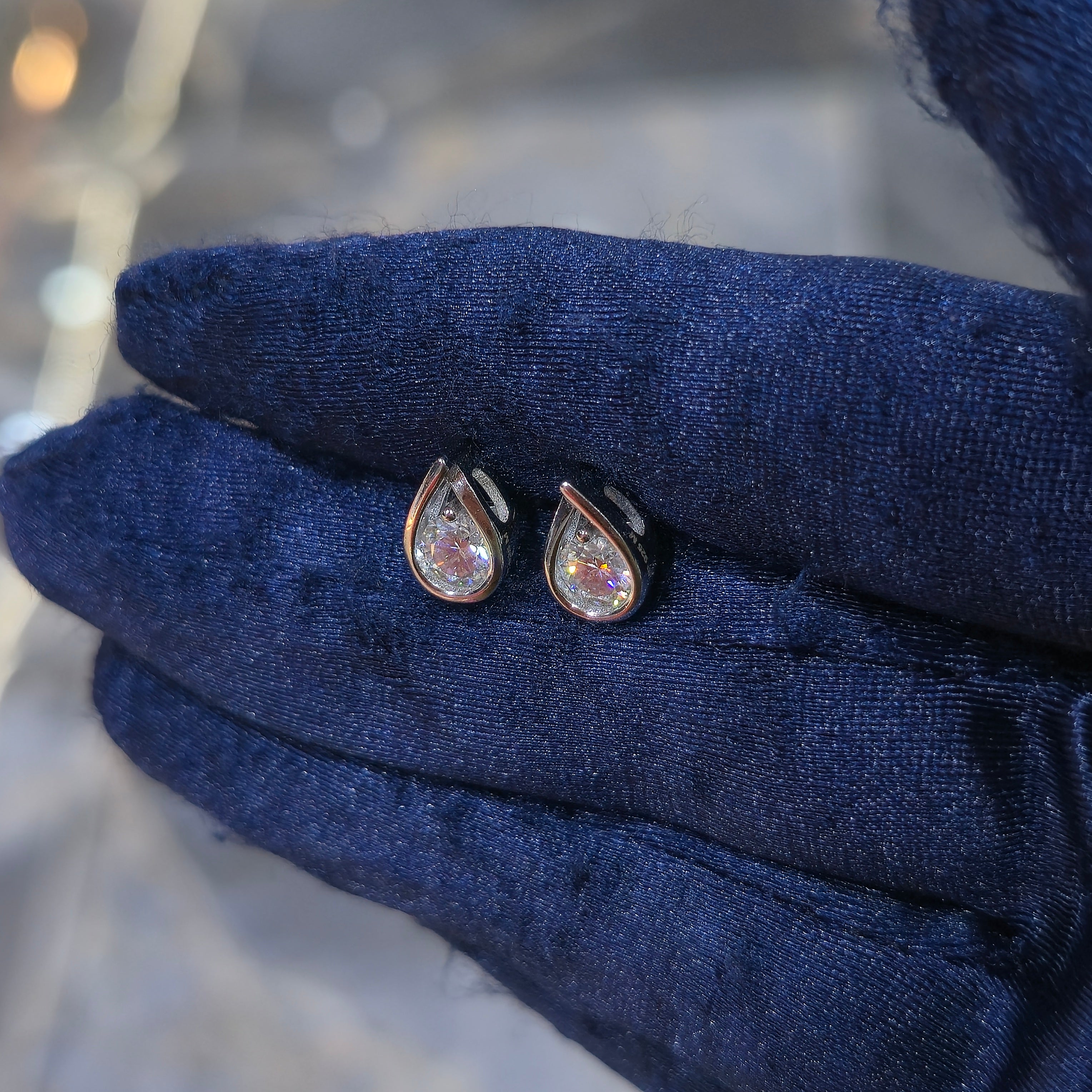 Teardrop Moissanite Earrings - Silver