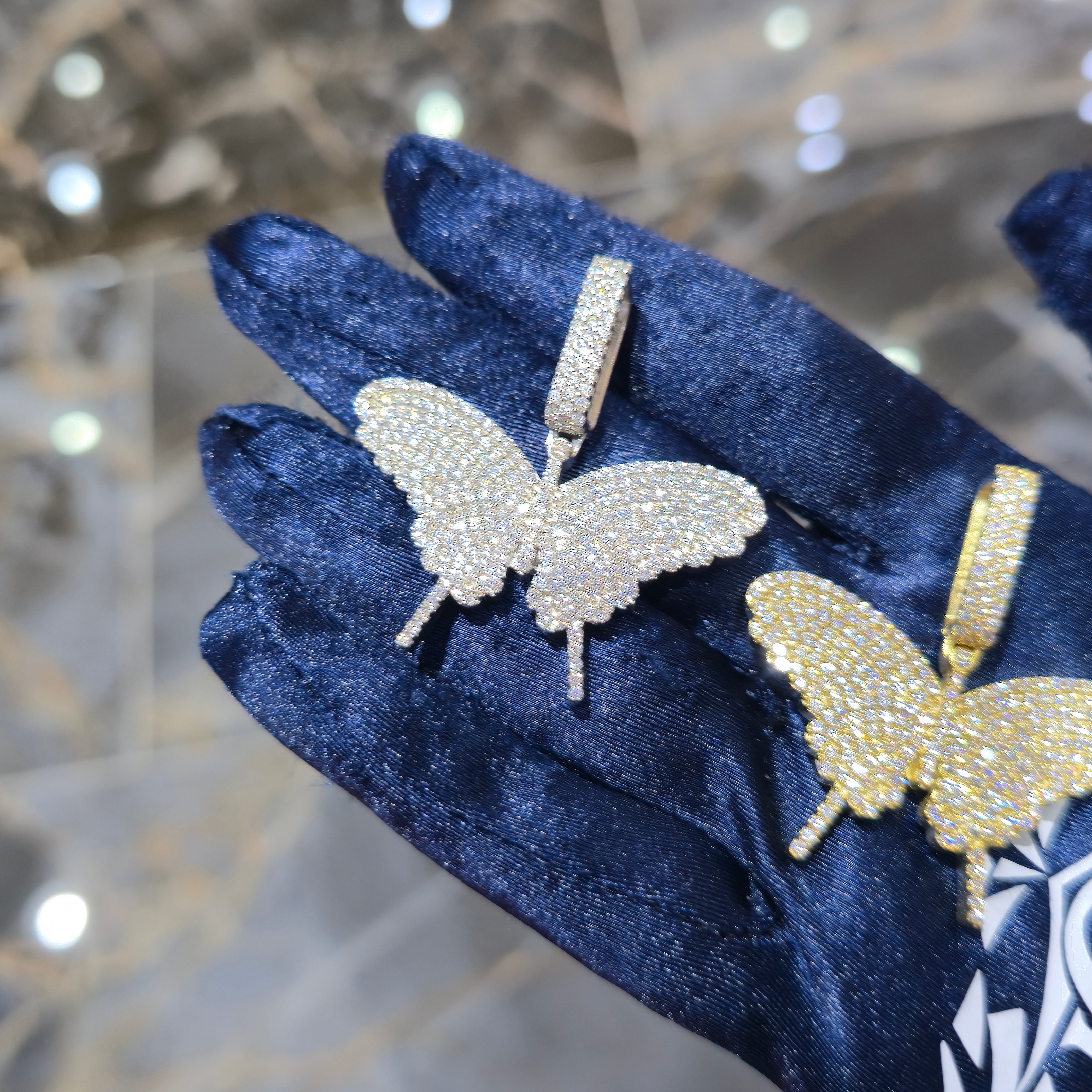 Moissanite Hip Hop Butterfly Pendant – 925 Sterling Silver | 2.97 CTW | Silver, Gold & Rose Gold