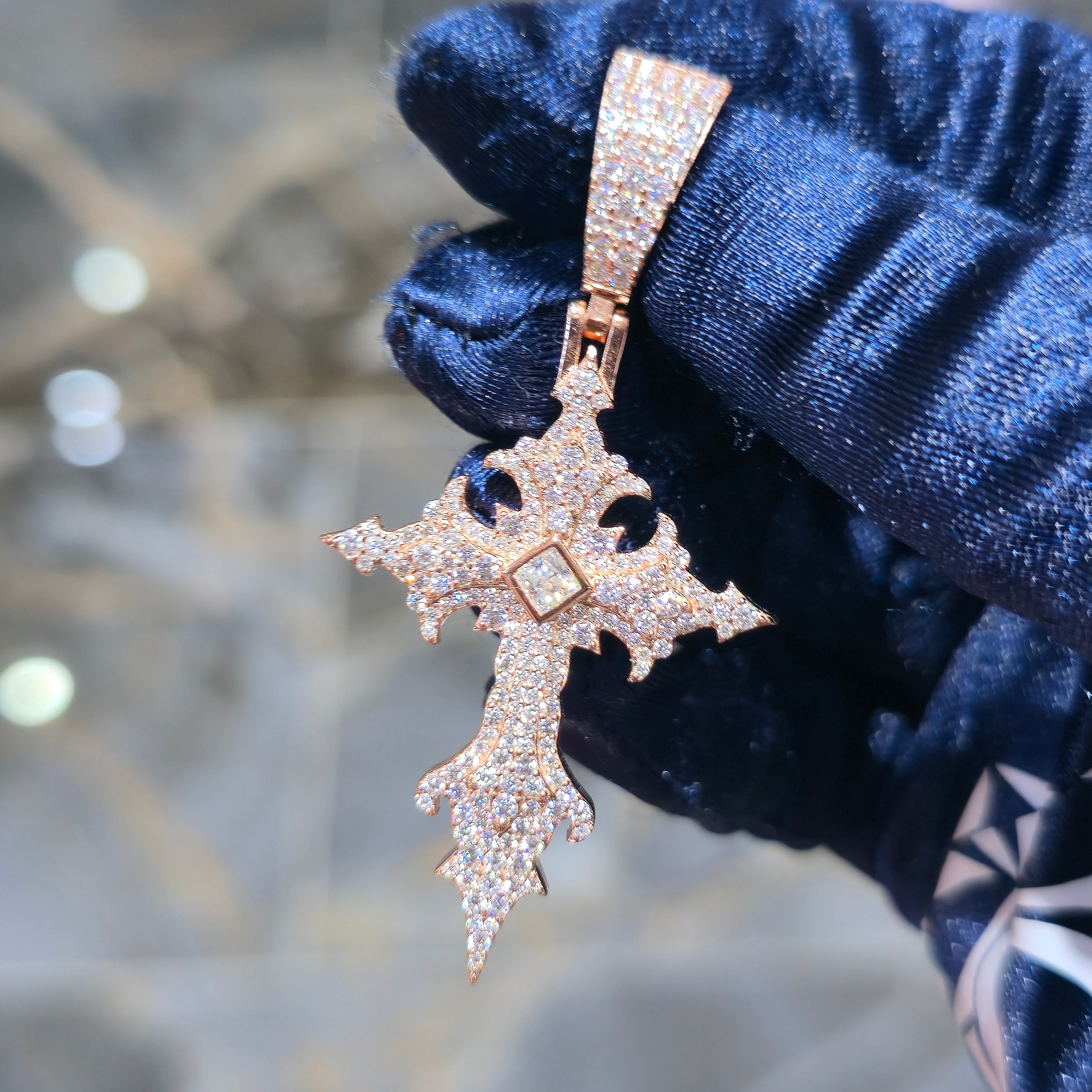 Moissanite Gothic Cross Pendant – 925 Sterling Silver | Silver, Gold & Rose Gold | 2.30 CTW