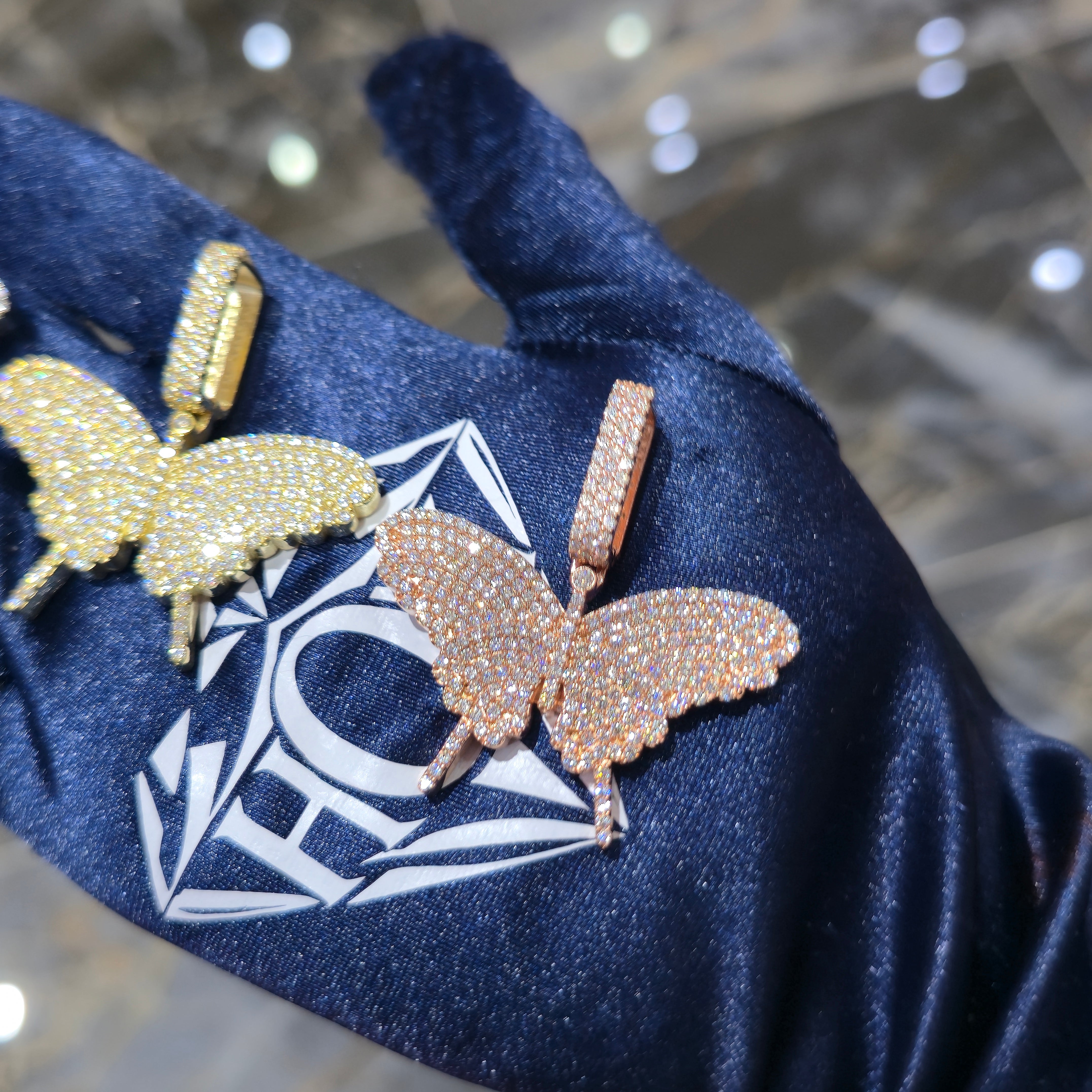 Moissanite Hip Hop Butterfly Pendant – 925 Sterling Silver | 2.97 CTW | Silver, Gold & Rose Gold