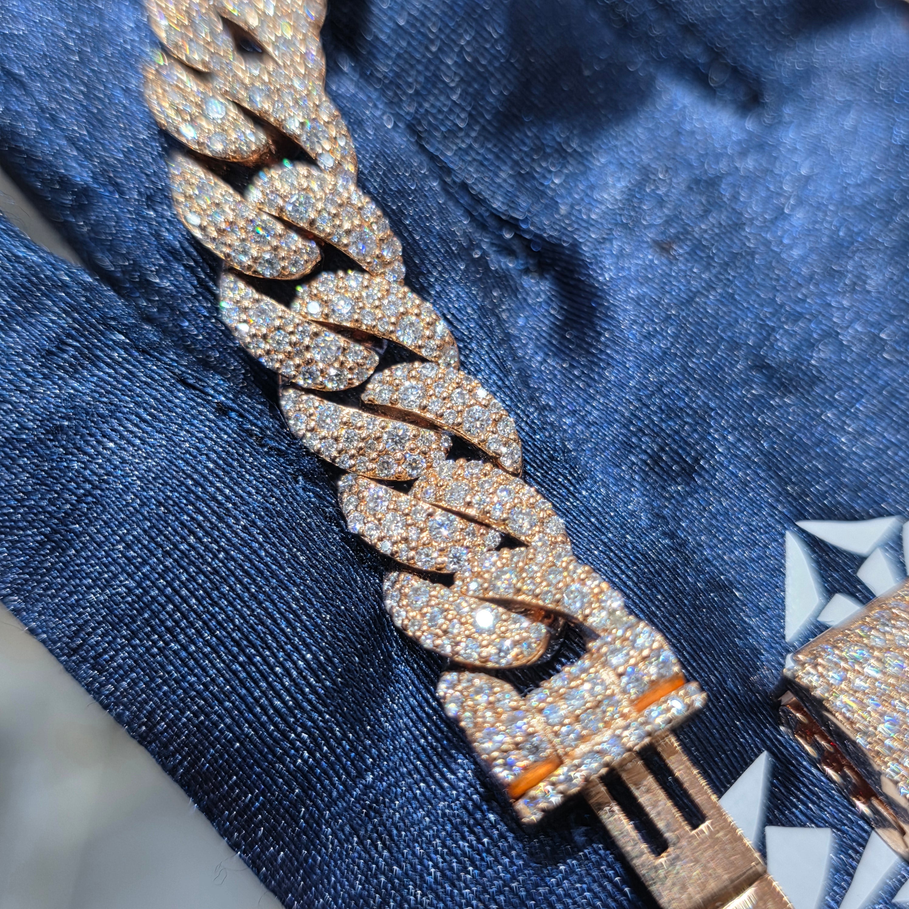 Moissanite Mosaic Setting Cuban Link Bracelet – 925 Sterling Silver | 10MM