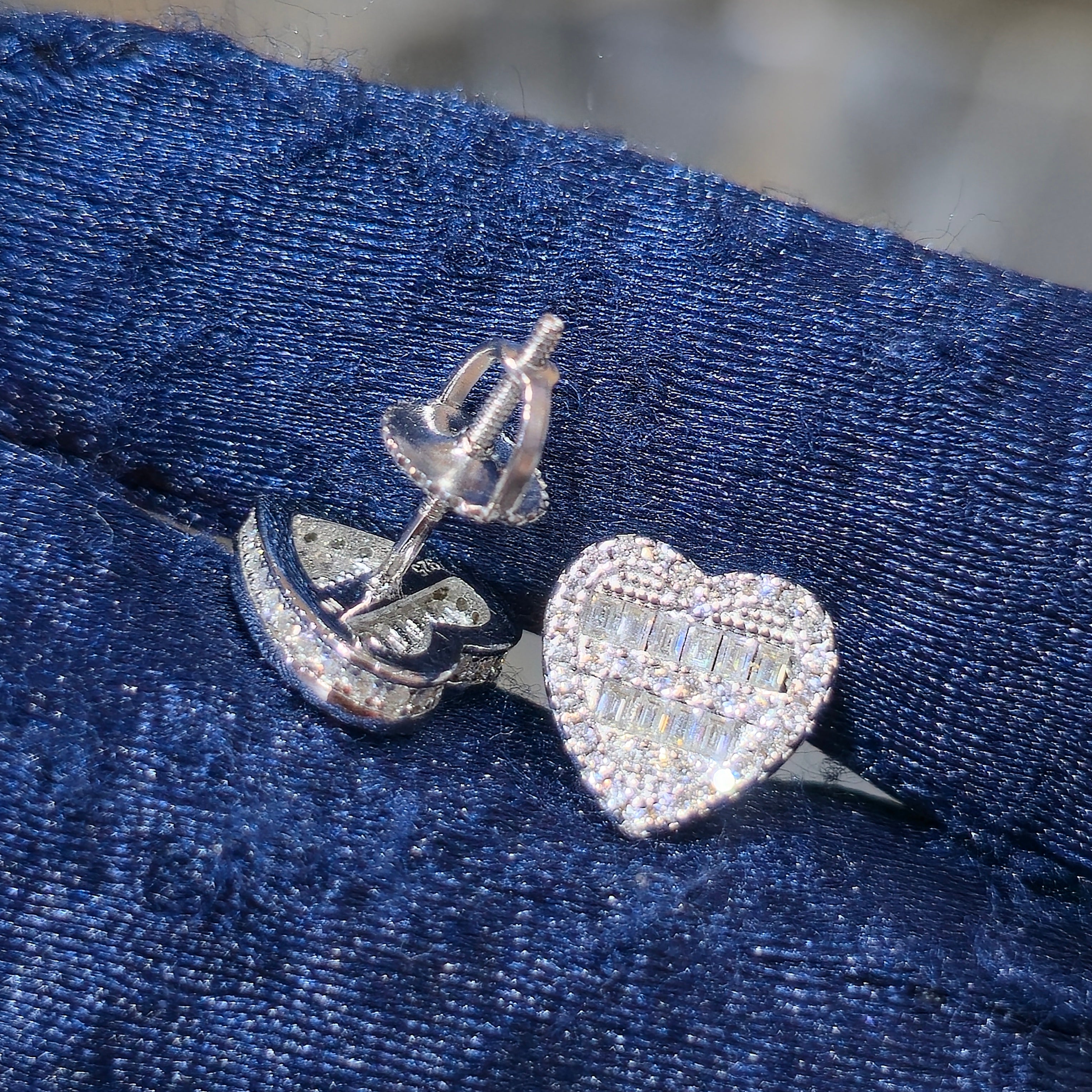 0.91 CTW Premium VVS Moissanite Heart Stud Earrings | 925 Sterling Silver