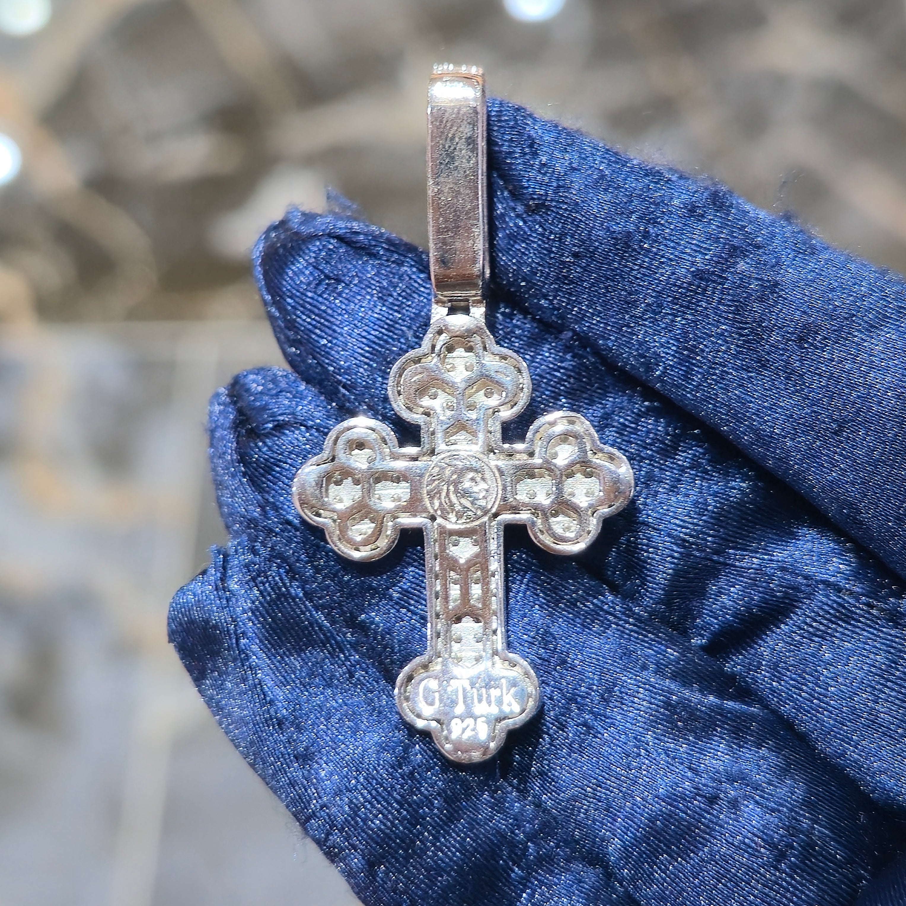 Moissanite Bottony Cross Pendant – 925 Sterling Silver | 2.11 CTW | Silver, Gold & Rose Gold