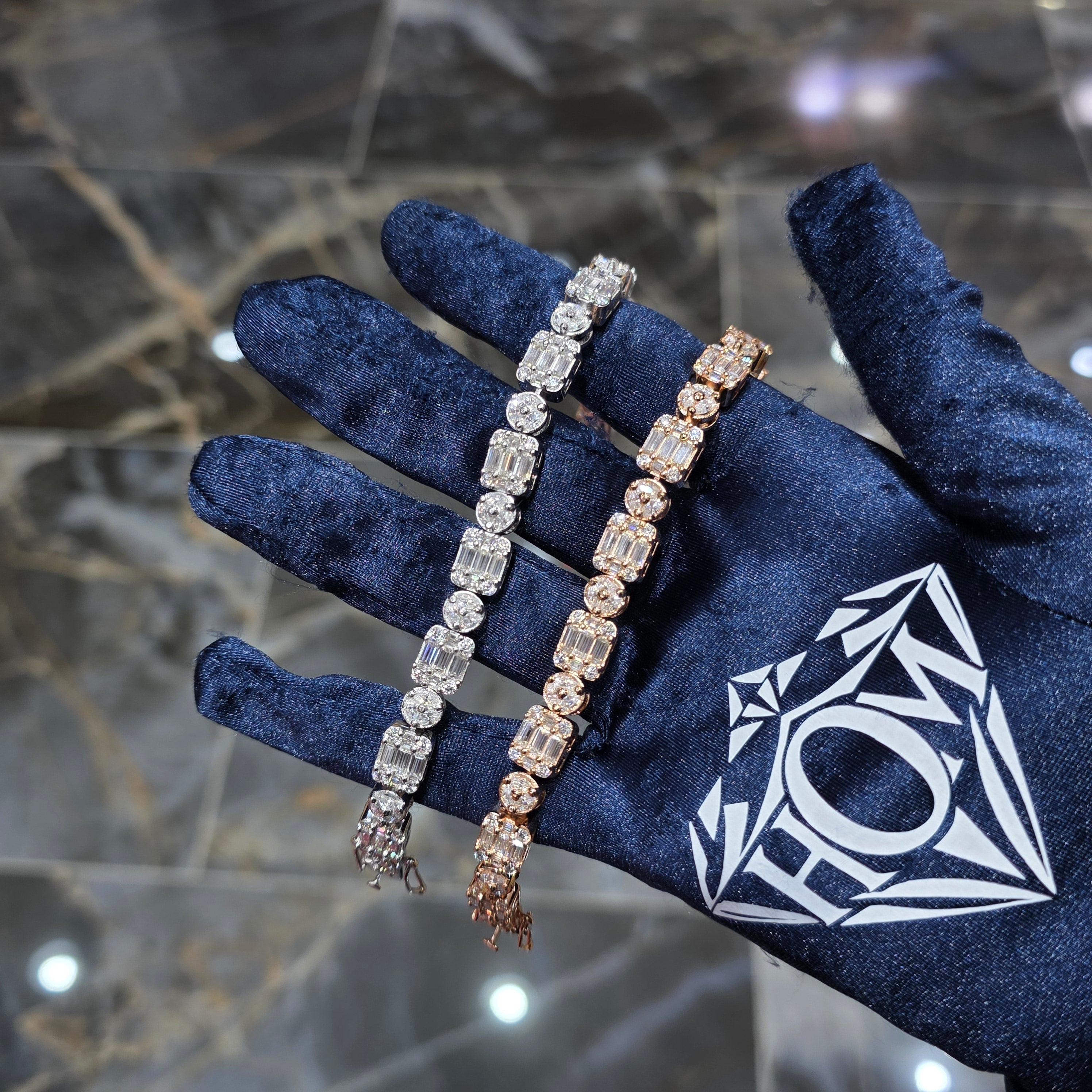 Moissanite Multi Shape Cluster Tennis Bracelet – 925 Sterling Silver | Silver, Gold & Rose Gold