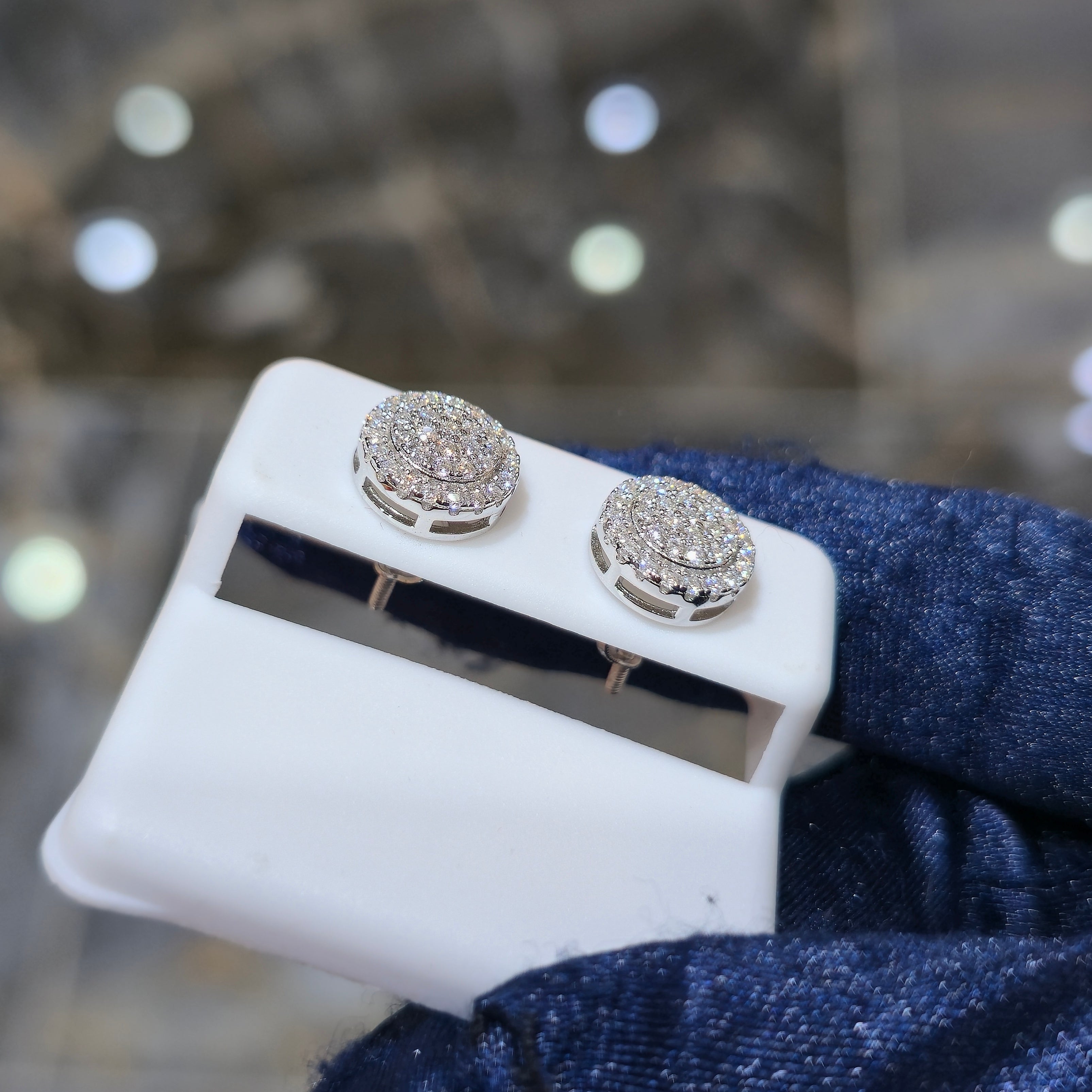 Cluster Halo Moissanite Diamond Stud Earrings