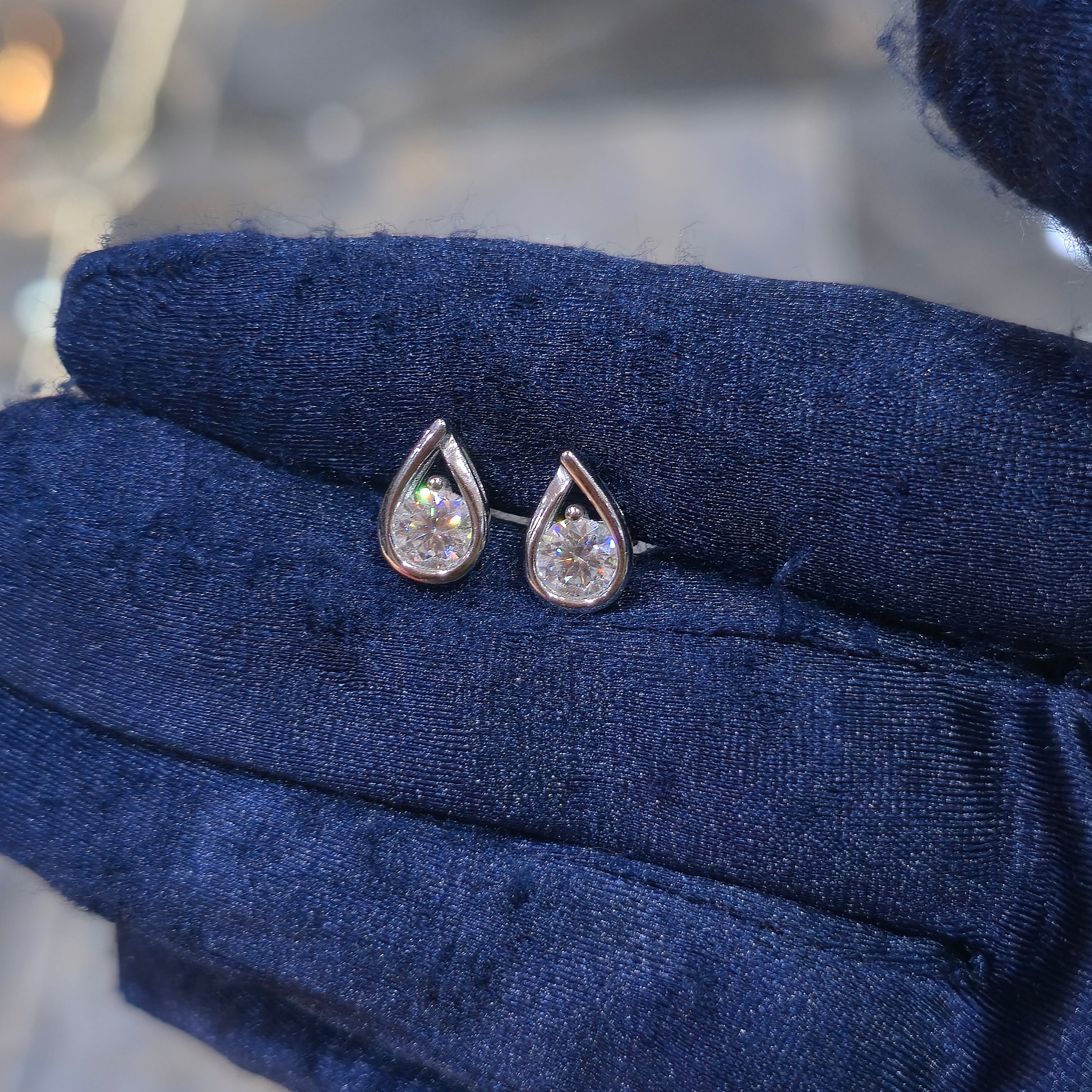 Teardrop Moissanite Earrings - Silver