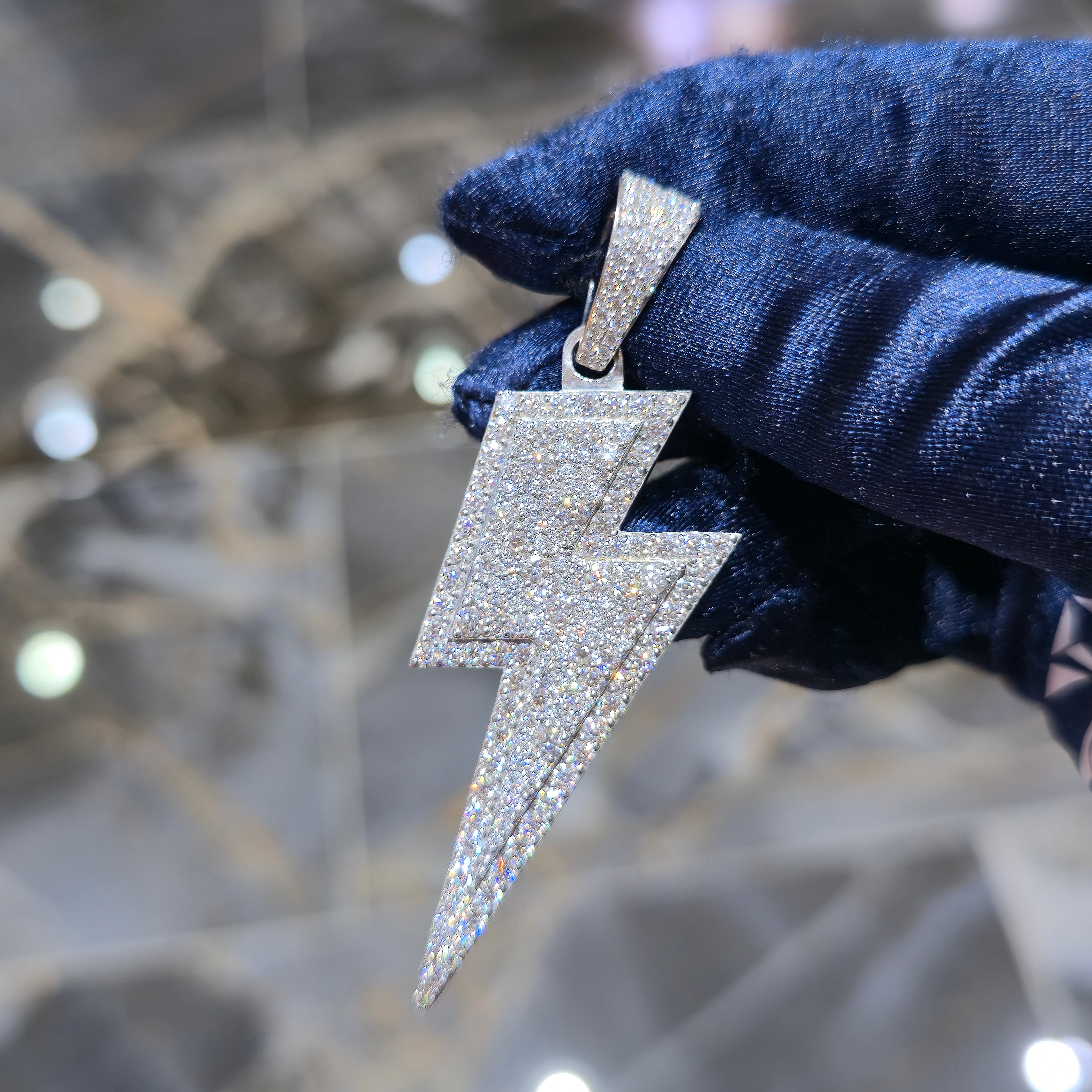 Moissanite Lightning Bolt Pendant – 925 Sterling Silver | 4.50 CTW | Silver, Gold & Rose Gold
