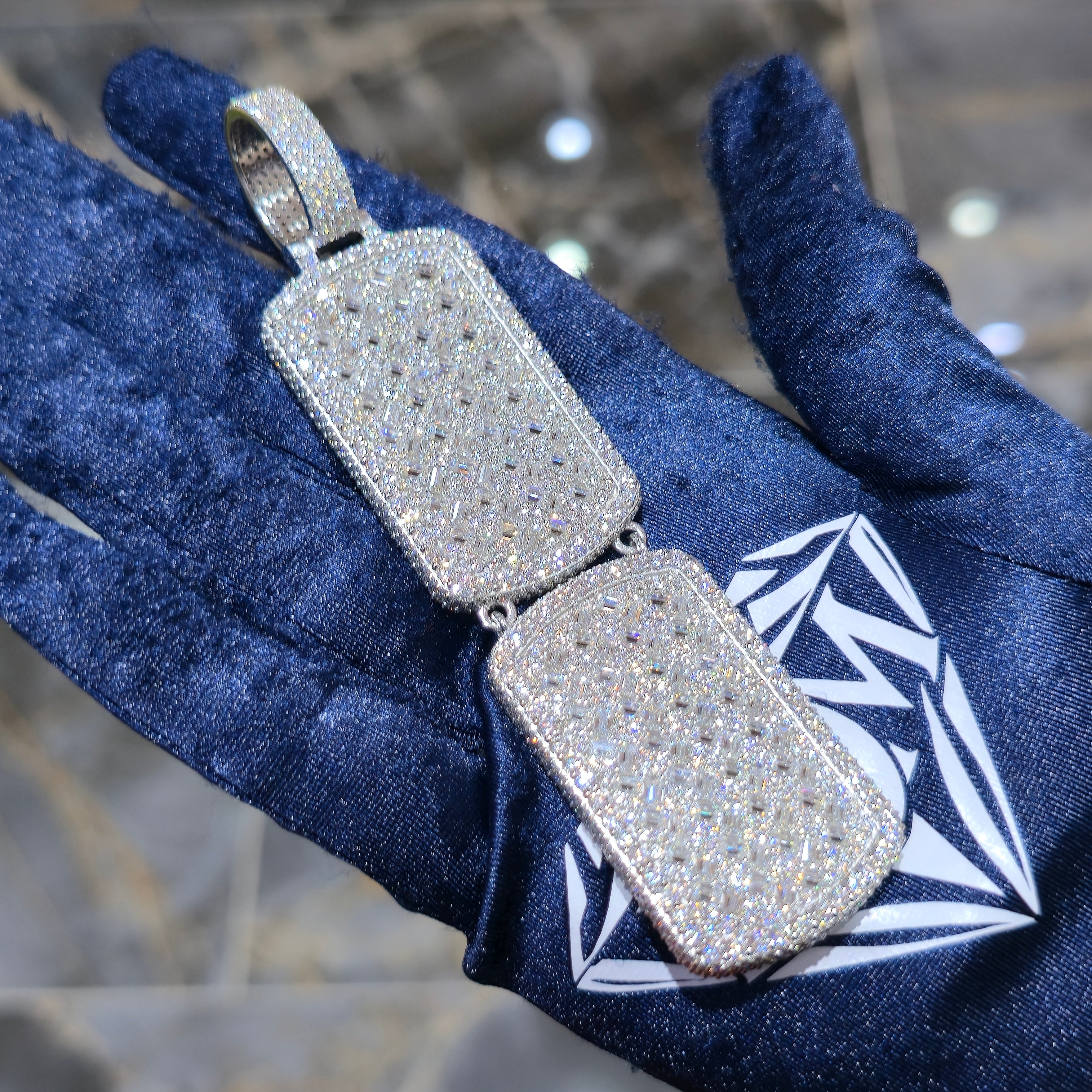 Custom Double Dog Tag Picture Pendant – Iced Moissanite