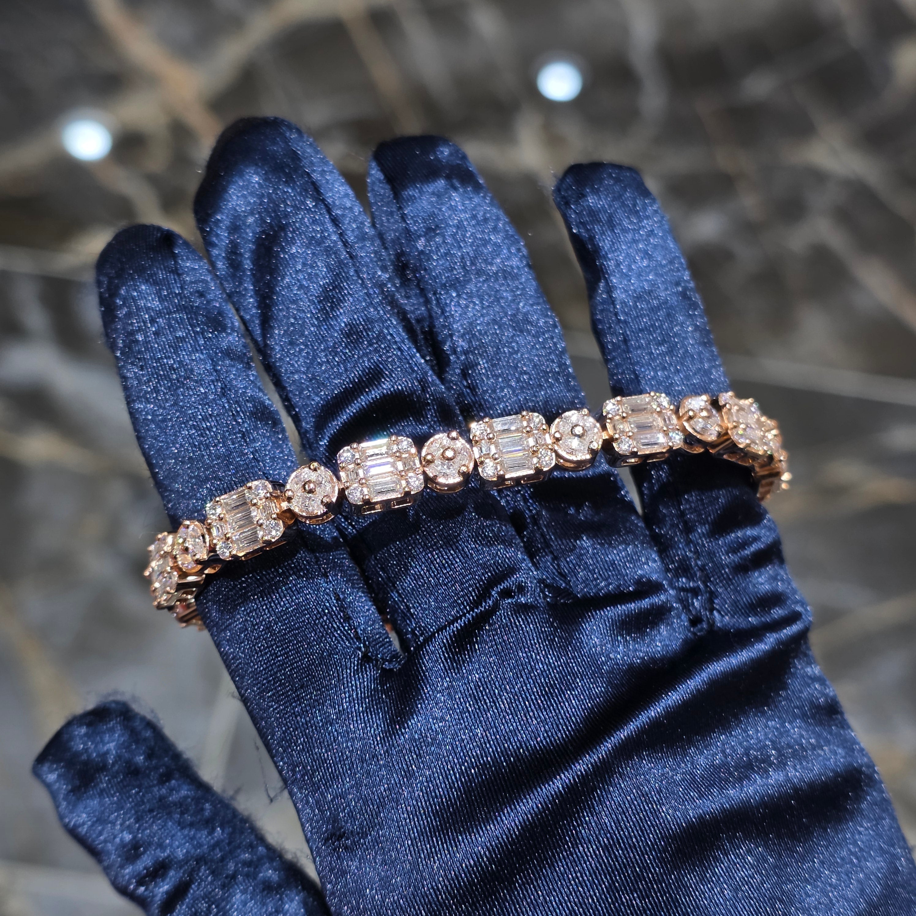 Moissanite Multi Shape Cluster Tennis Bracelet – 925 Sterling Silver | Silver, Gold & Rose Gold