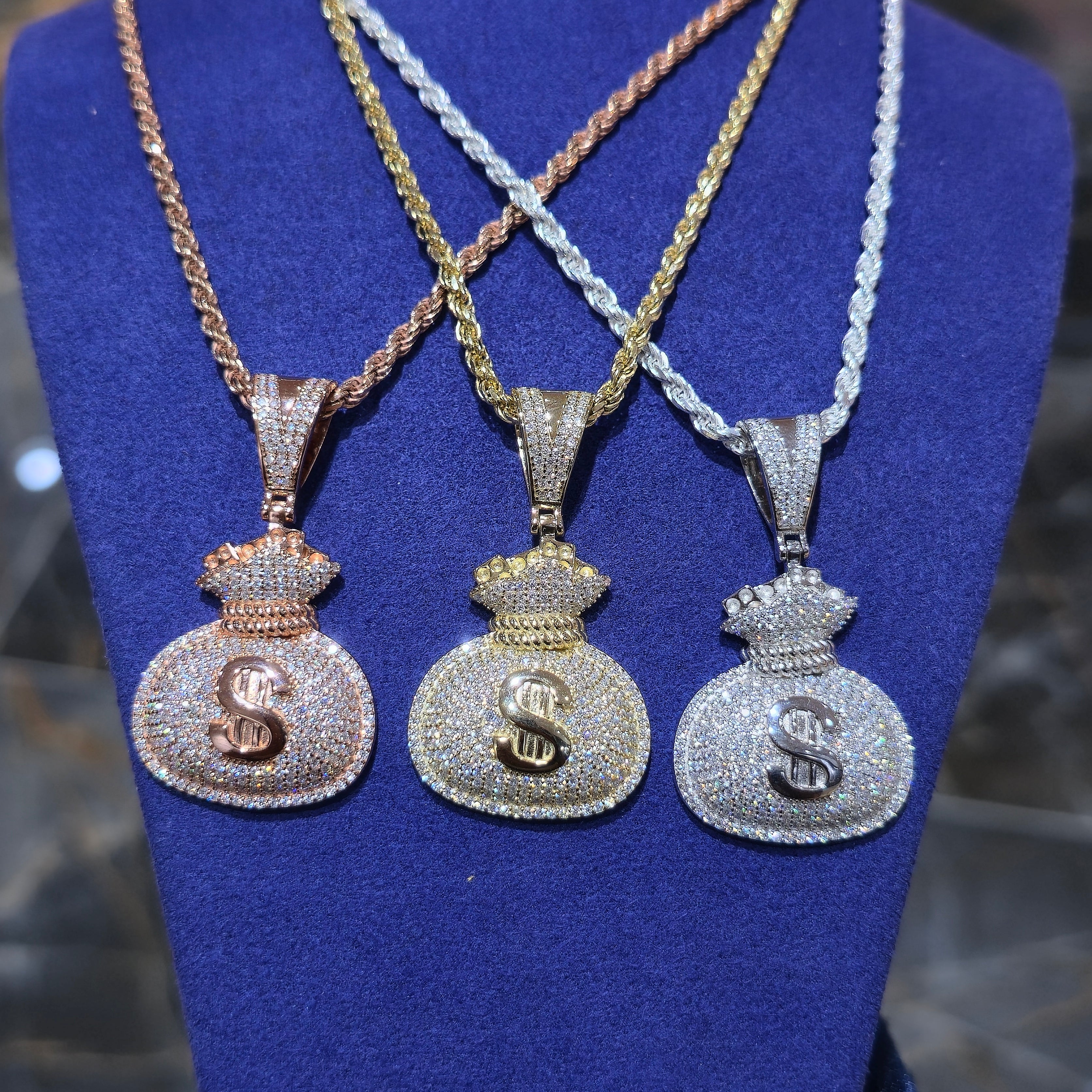 Money Bag Pendant + Rope Chain Combo